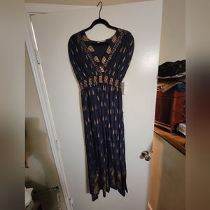 NWT Navy and Gold Maxi Dress